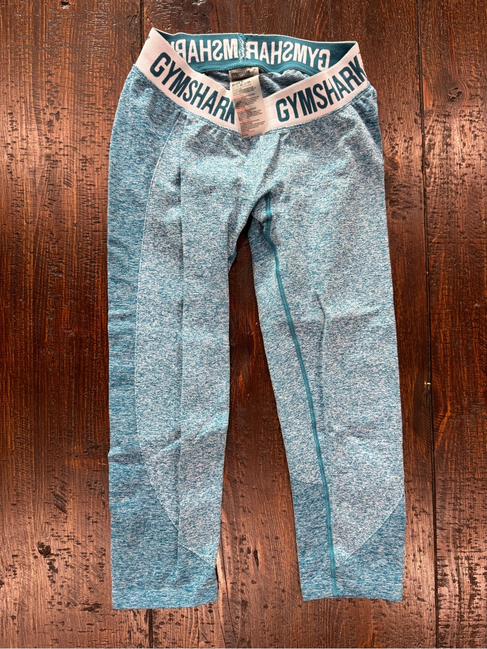 Gymshark Teal Marled Seamless Leggings with Branded Waistband
